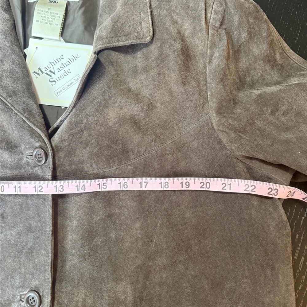 Jessica Holbrook Brown Washable Suede Leather Jacket Plus Size 1X NWT - Picture 9 of 9